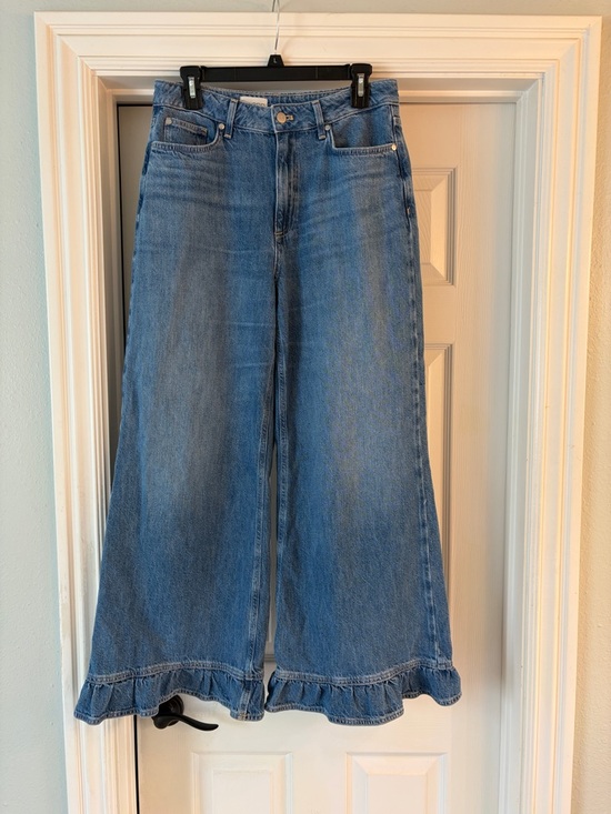 Denim - Anthropologie Pilcro wide leg denim jeans with ruffle hem Sz 27 NWOT